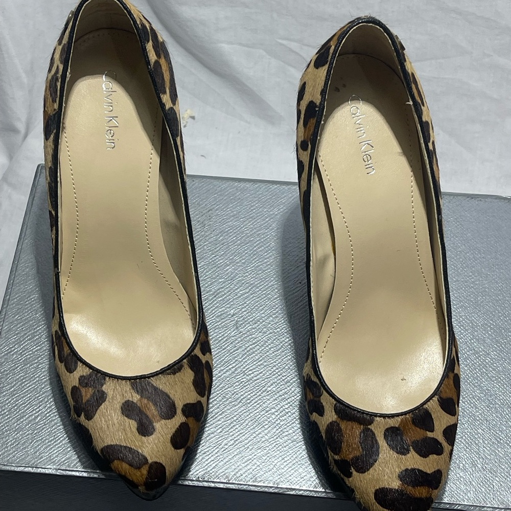 Calvin Klein Brown and Black Heels with Animal Print